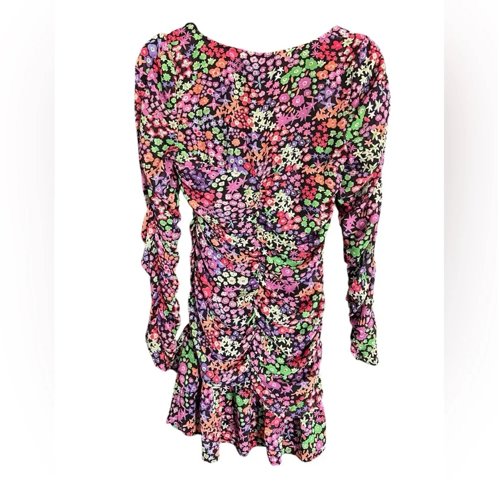 NWOT Zara Floral Ruched Minidress Sweetheart Neck size Extra Small